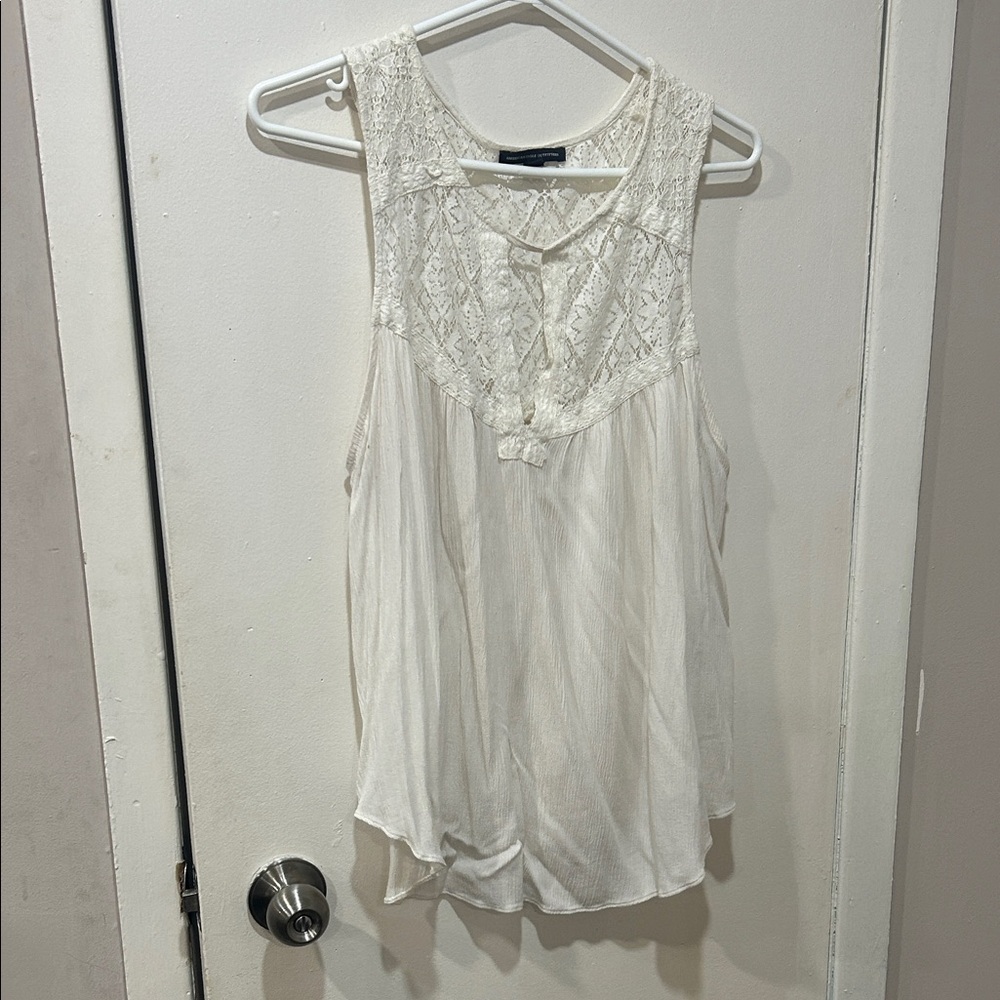 American Eagle Outfitters White Lace Tank Top